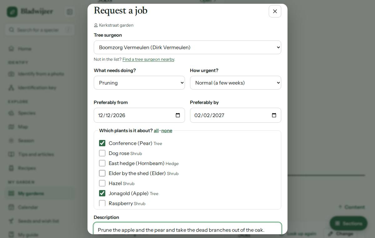 Requesting a job with plants and attachments