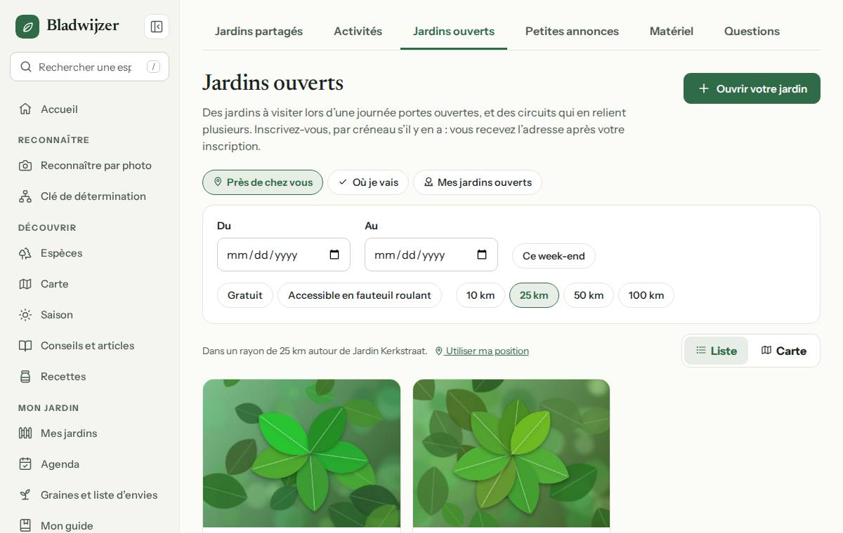Jardins ouverts à proximité