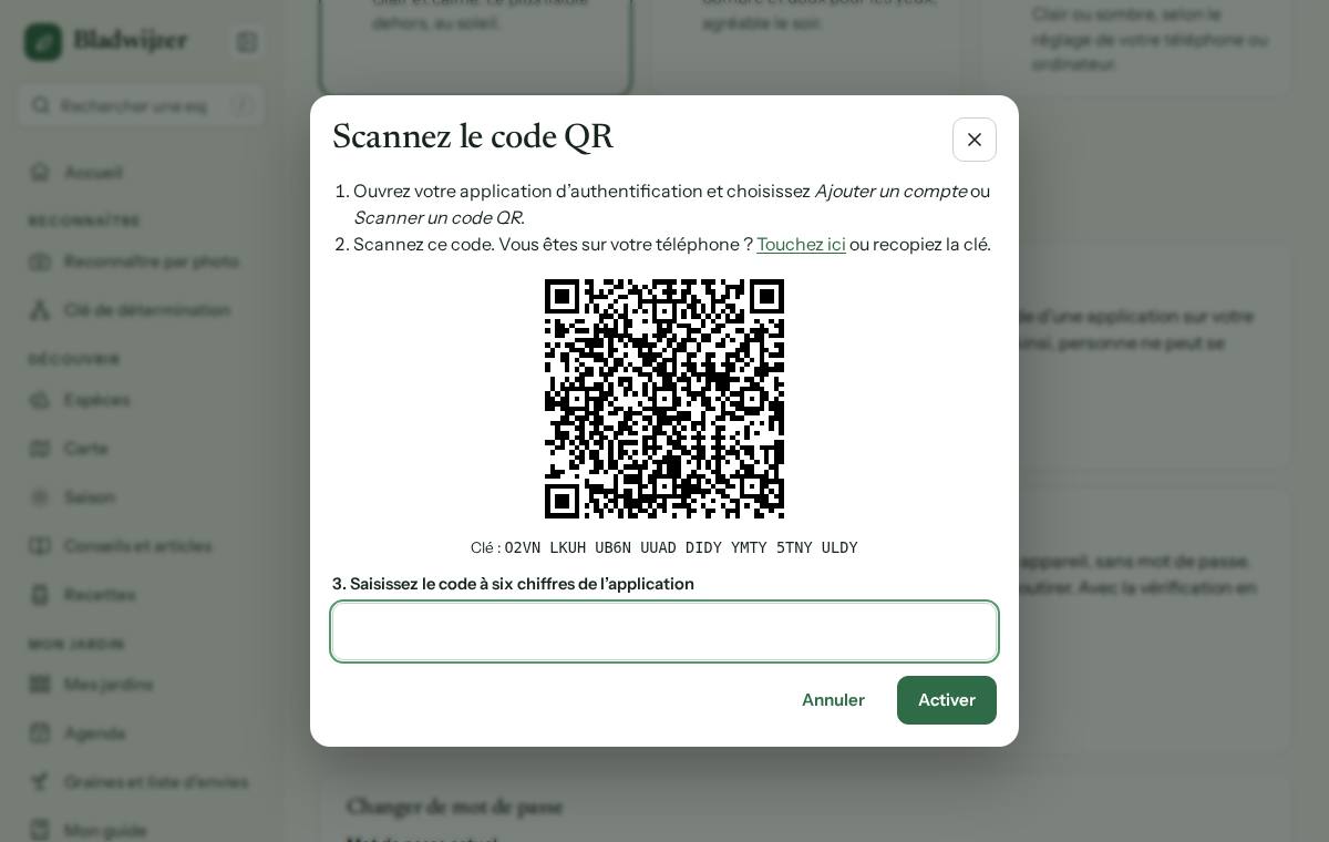 Activer la vérification en deux étapes : scanner le code QR