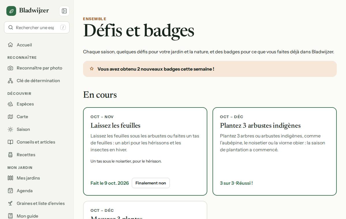 Défis et badges : ce qui est en cours et où vous en êtes