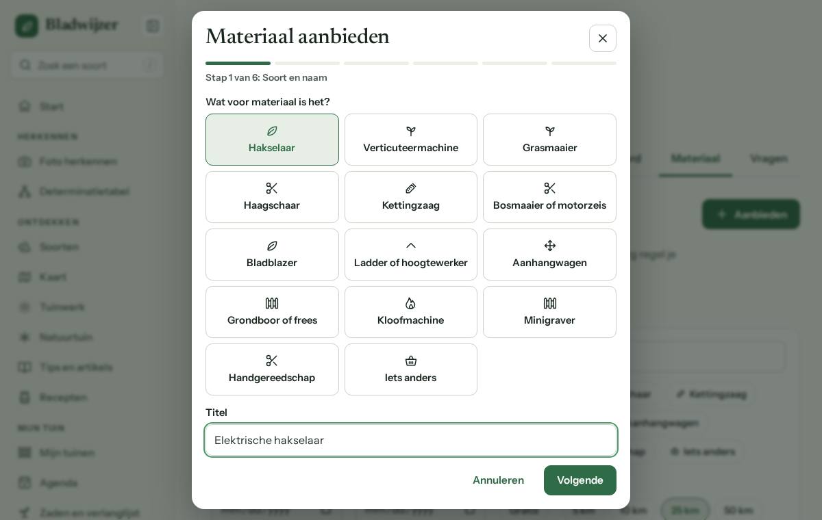 Materiaal aanbieden, stap 1: de soort kiezen en een titel geven