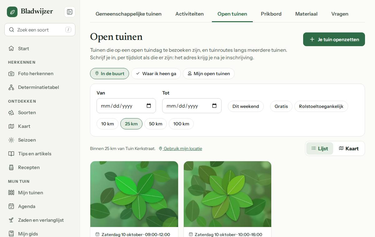 Open tuinen in de buurt