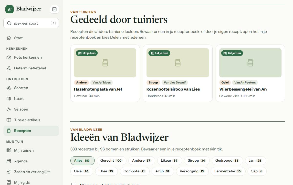 Het receptenboek, met de recepten die andere tuiniers deelden