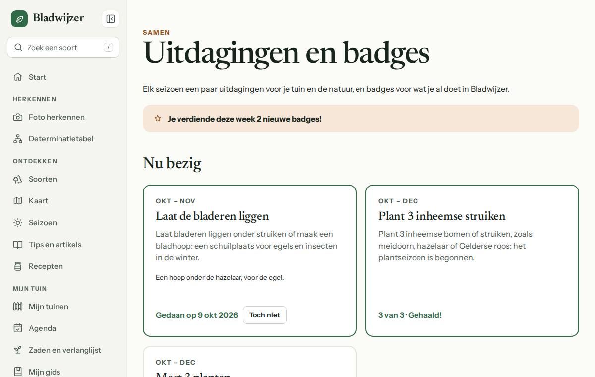 Uitdagingen en badges: wat nu bezig is en hoever je staat